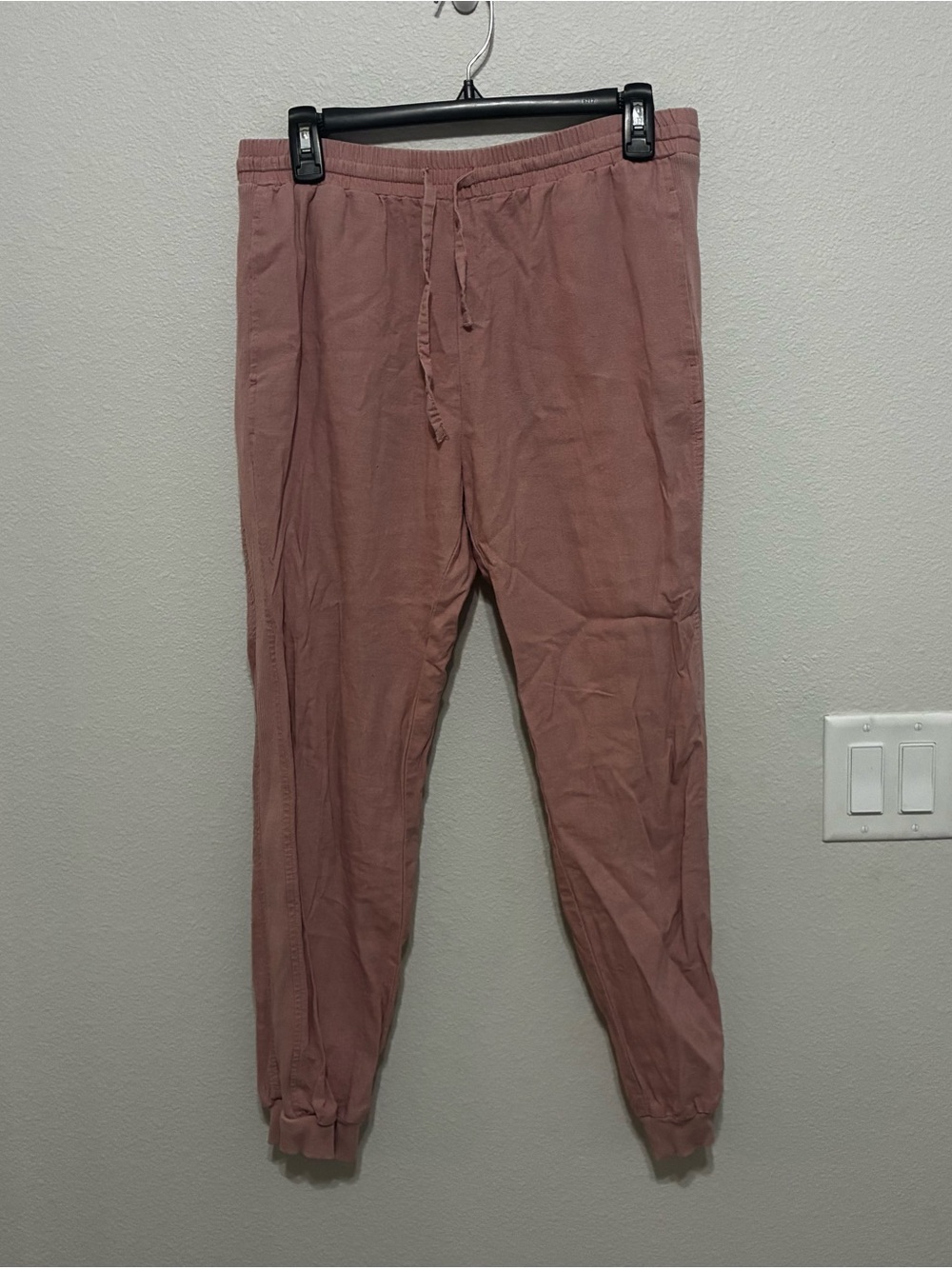 Love Tree Light Pink Linen Blend Pull On Jogger Pants Women’s Medium